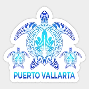 Vintage Puerto Vallarta Mexico Ocean Blue Sea Turtle Souvenirs Sticker